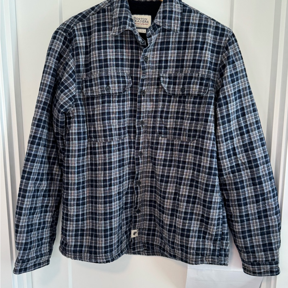 Boston Traders Fleece Lined Blue Plaid Flannel Shirt Men’s Large